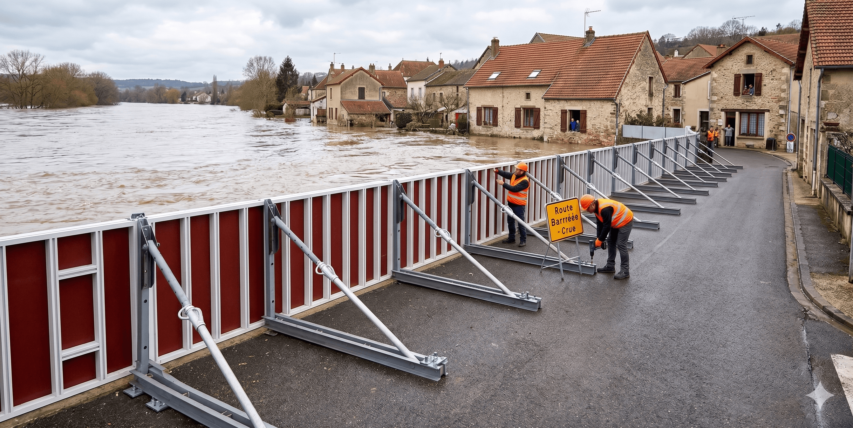 Déploiement MODU BLOCK par une équipe d'intervention lors d'une crue
